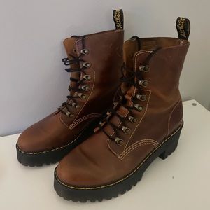 Dr. Martens Leona Wyoming Leather Platform Heeled Boots